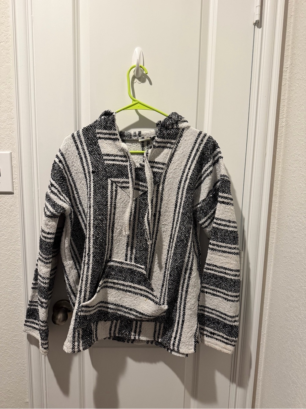 Men and Women Striped Baja Hoodie - Black & White